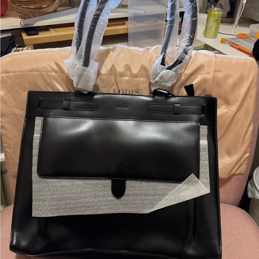 Lodis Black Leather Briefcase or travel bag